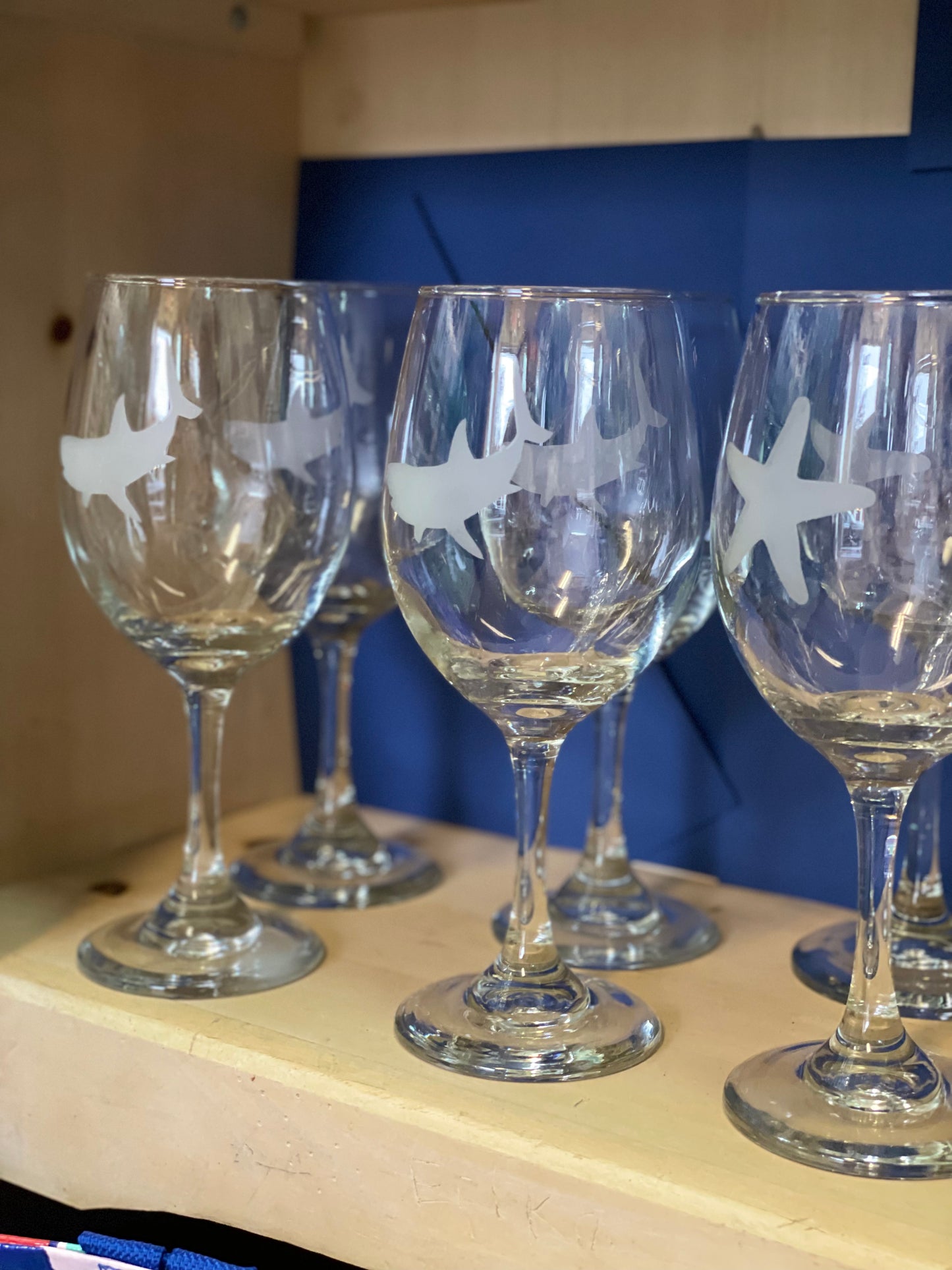 Ocean Themed Stem Wine Glasses